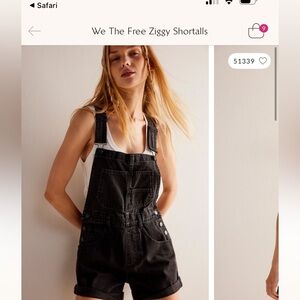 Free People Mineral Dark Blue Short Overalls